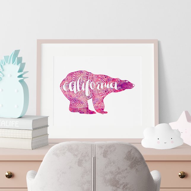 California Pink Winter Bear Poster (Von Creator hochgeladen)