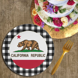 California Plate, Büffel kariert & Californian Fla Pappteller