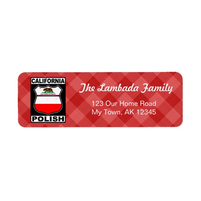 California Polish American Address Labels (Vorne)