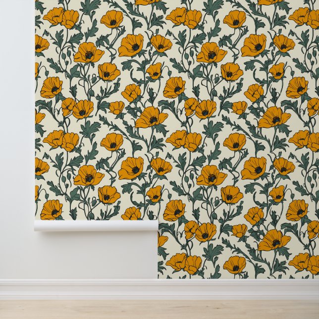 California Poppies Gelbe Blume Tapete (Anwendung)