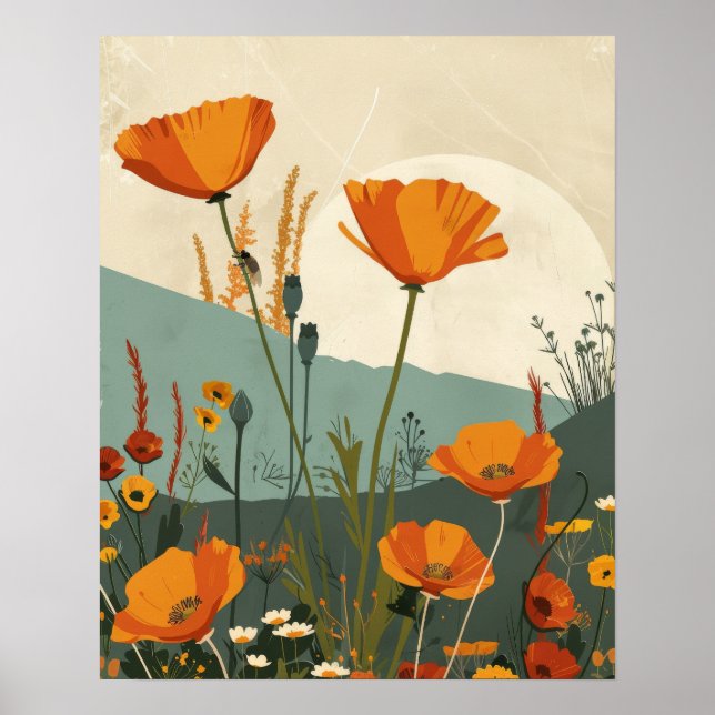 California Poppies Original Abstrakt Art Poster (Vorne)