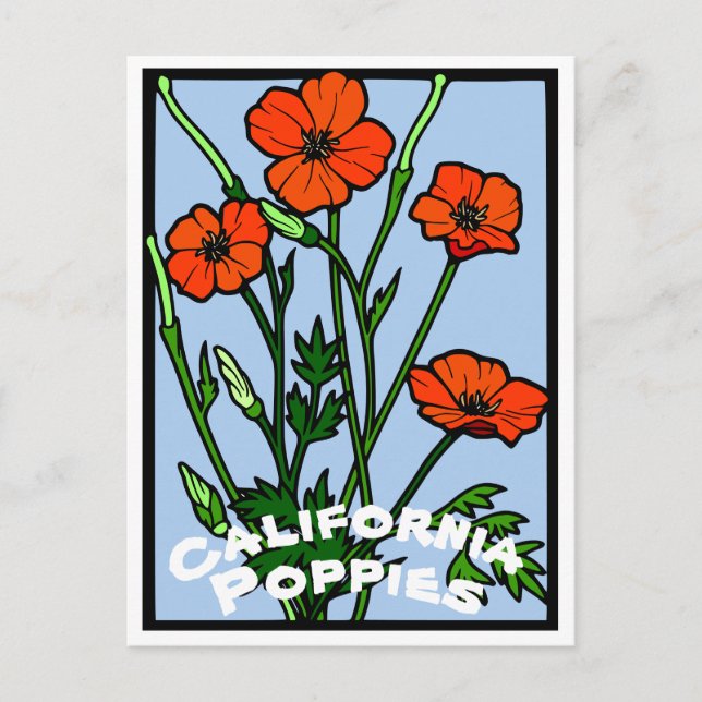 California Poppies Vintag Postkarte (Vorderseite)