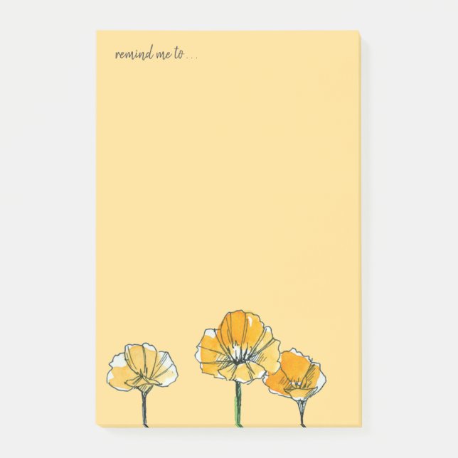 California Poppy Blume Custom Erinnerung Post-it Klebezettel (Vorderseite)