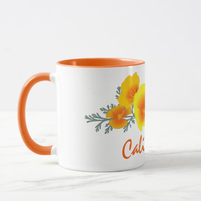 California Poppy Bouquet mit California Text Tasse (Links)