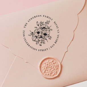 California Poppy Individuelle Name und Rücksende Permastempel