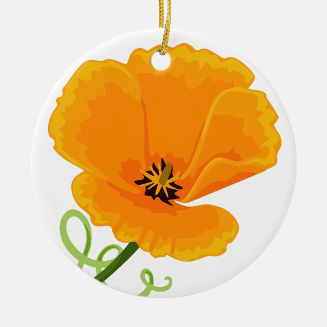 California Poppy Keramik Ornament (Vorne)