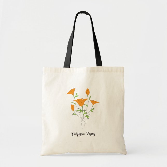 California Poppy Minimalistisch Tote Bag Tragetasche (Vorne)