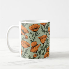 California Poppy Orange Blume Muster Kaffeetasse