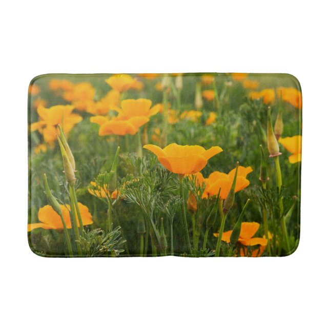 California Poppy Patch Foto Badematte (Vorderseite)