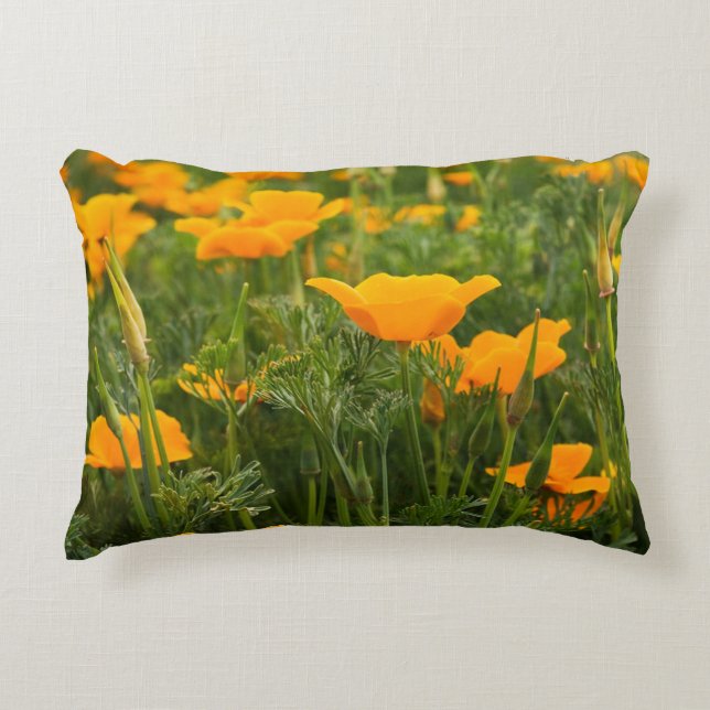 California Poppy Patch Foto Zierkissen (Vorderseite)