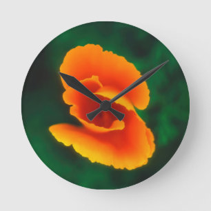 California Poppy Runde Wanduhr
