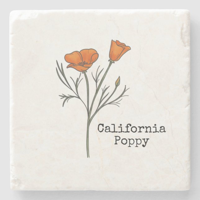 California Poppy Steinuntersetzer (Vorderseite)