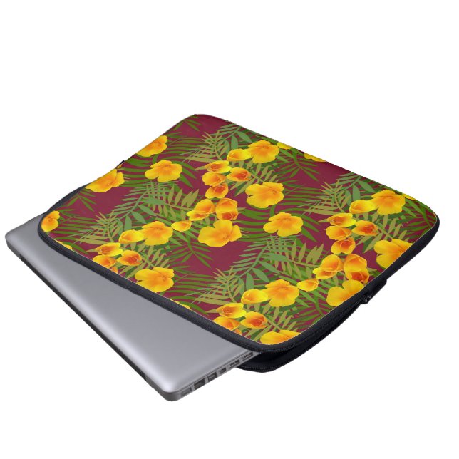 California Poppy Sunshine Laptopschutzhülle (Vorne Knopf)
