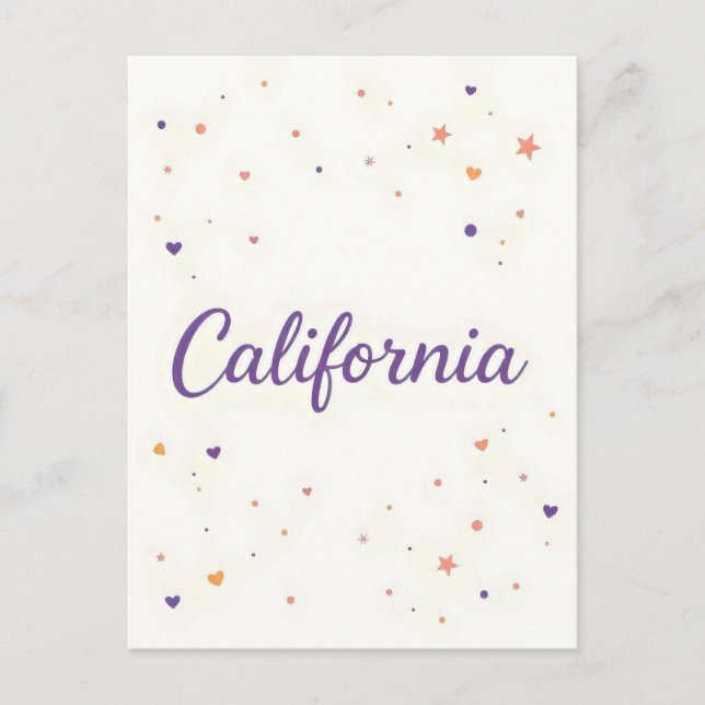 California Postcard - Trendy Text Postkarte (Vorderseite)