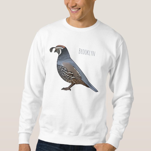 California quail bird cartoon illustration sweatshirt (Vorderseite)