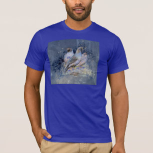California Quail Bird in Blau T-Shirt
