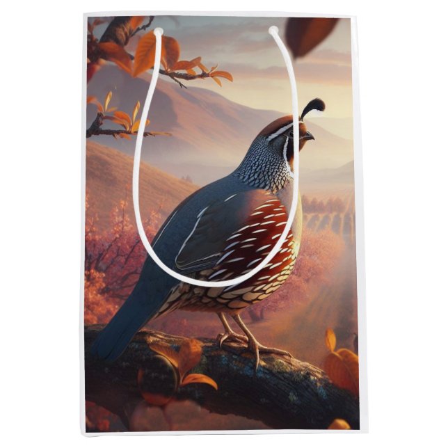 California Quail Bird Kunst, Dichtung und Musik Mittlere Geschenktüte (Vorderseite)