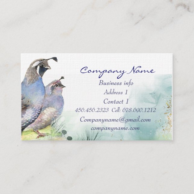 California Quail Business Card Bird Nature Visitenkarte (Vorderseite)