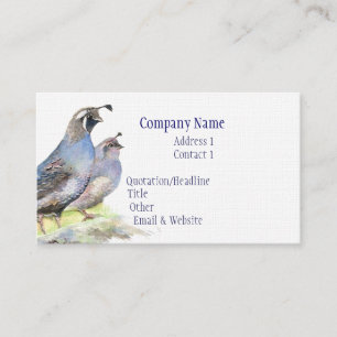 California Quail Business Card Bird Nature Visitenkarte