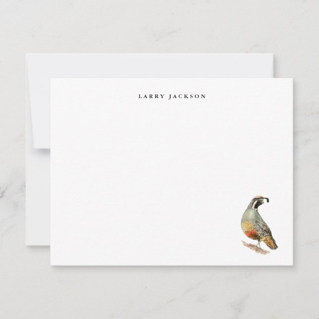 California Quail Personalisiert Flat Mitteilungskarte (Vorderseite)