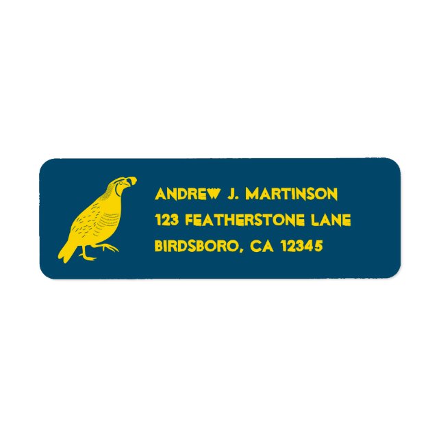California Quail Staat Bird Blue und Yellow (Vorne)