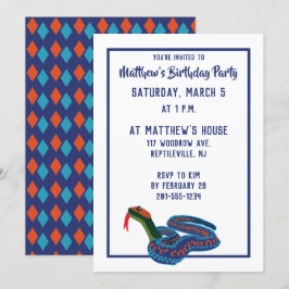 California Red Side Garter Snake Birthday Party Einladung