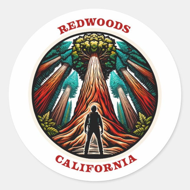 California Redwoods Runder Aufkleber (Vorderseite)