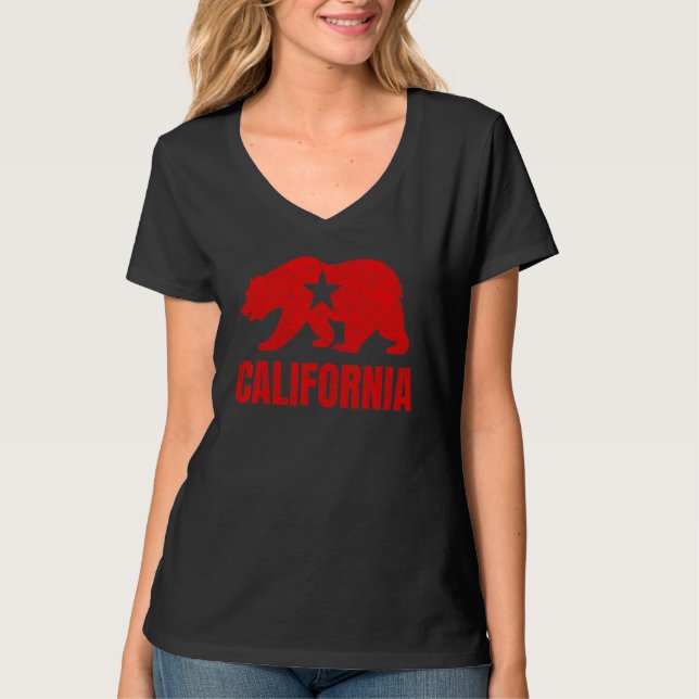 California Republic Distressed Bear Design T-Shirt (Vorderseite)