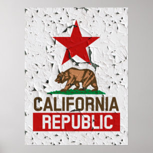 California  Republic Poster mit abblätternder Farb