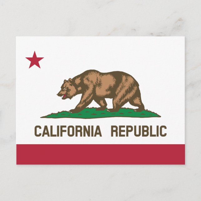 California Republic State Flag Bear Postkarte (Vorderseite)