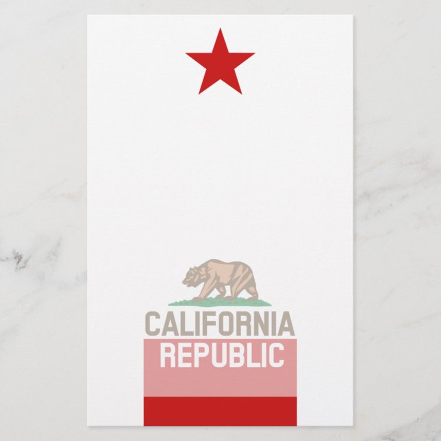 CALIFORNIA REPUBLIC State Flag Red Star Briefpapier (Vorderseite)
