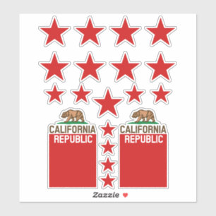 CALIFORNIA REPUBLIC State Flag Red Star Design Aufkleber