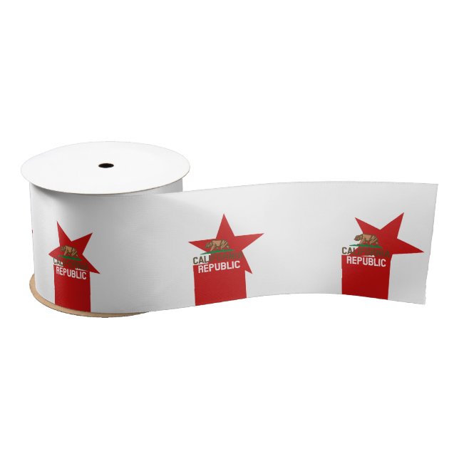 CALIFORNIA REPUBLIC State Flag Red Star Design Satinband (Spule)