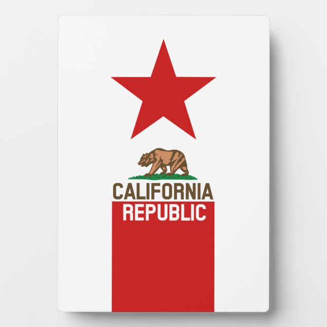 CALIFORNIA REPUBLIC State Flag Red Star Fotoplatte (Vorderseite)