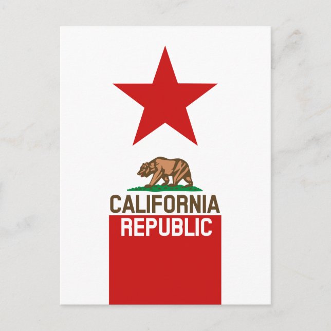 CALIFORNIA REPUBLIC State Flag Red Star Postkarte (Vorderseite)
