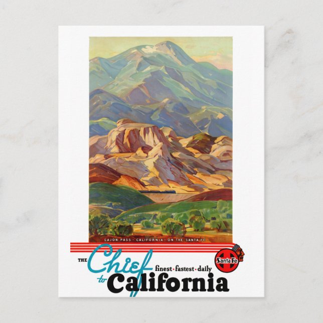 California Restary Vintage Travel Poster Postkarte (Vorderseite)