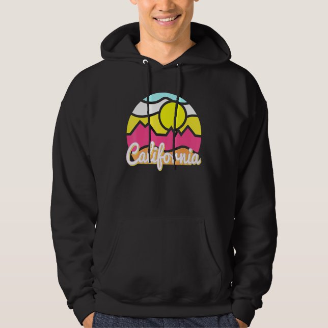 California Retro Mountain Sunset Outdoor Vanlife E Hoodie (Vorderseite)