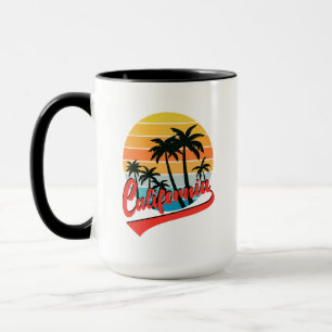 California Retro Sonnenuntergang Und Palmen Tasse