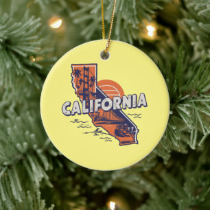 California Retro Staat Silhouette individuell anpa Keramik Ornament