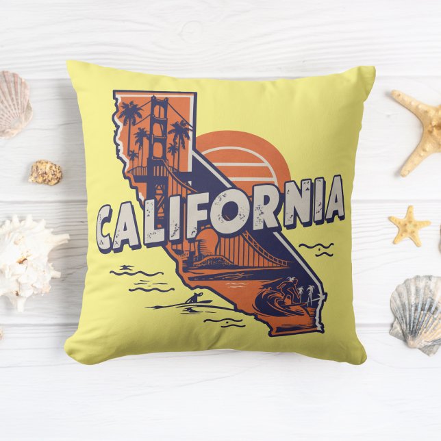 California Retro Staat Silhouette Kissen (Von Creator hochgeladen)