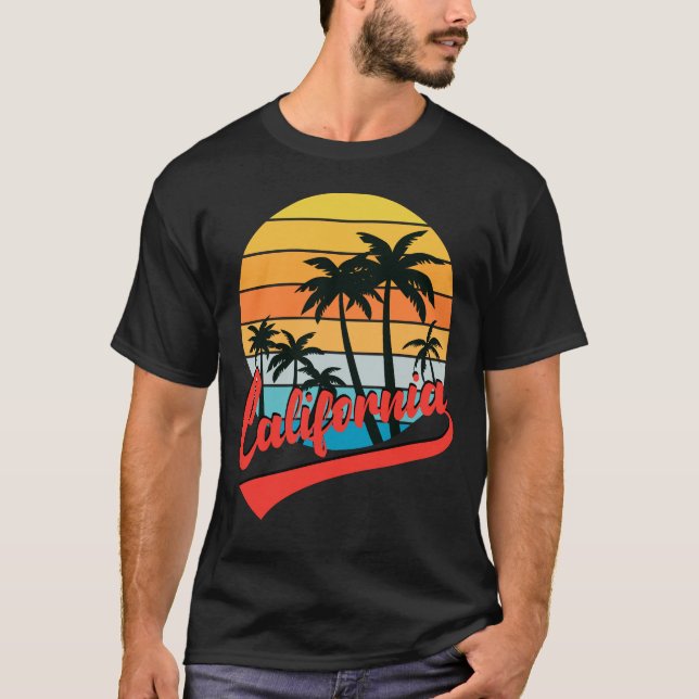 California Retro Sunset Black T - Shirt (Vorderseite)