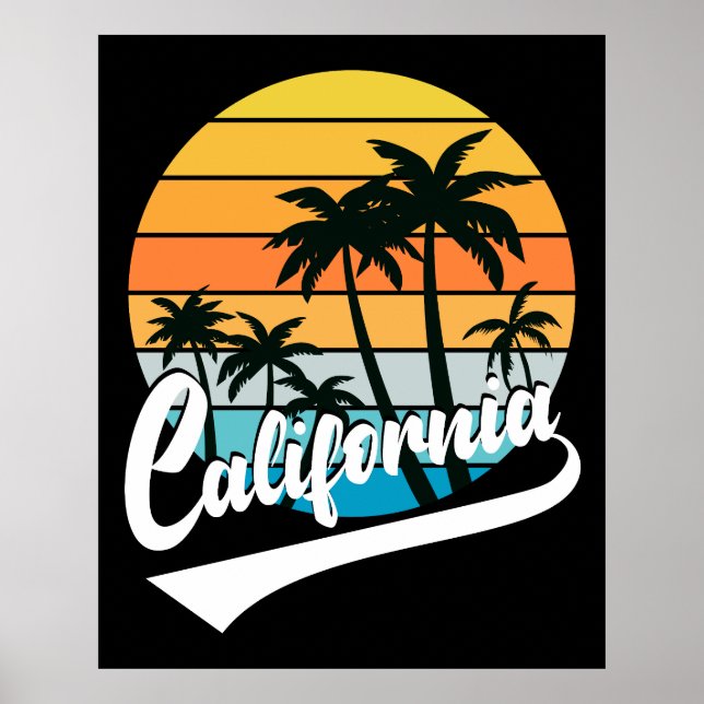 California Retro Sunset Poster (Vorne)
