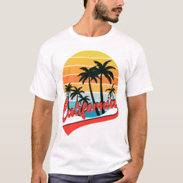 California Retro Sunset White T - Shirt