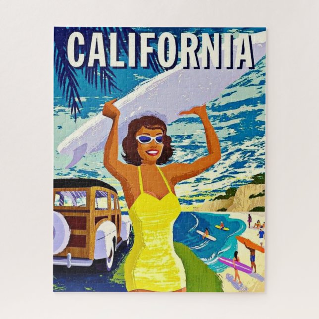 California Retro Surfer Girl Puzzle (Vertikal)