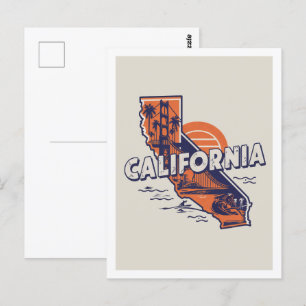 California Retro Travel Design Iconic US-Staaten Postkarte