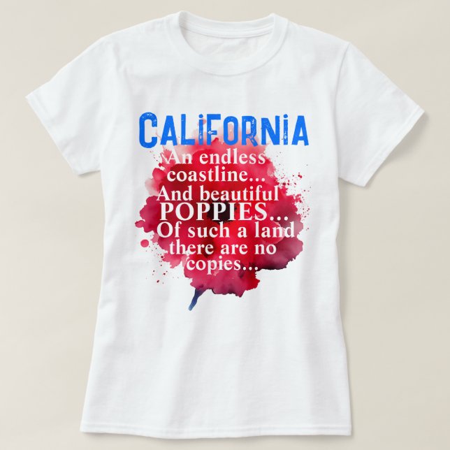 California Romantic Beautiful Poppies Patriotic T-Shirt (Design vorne)
