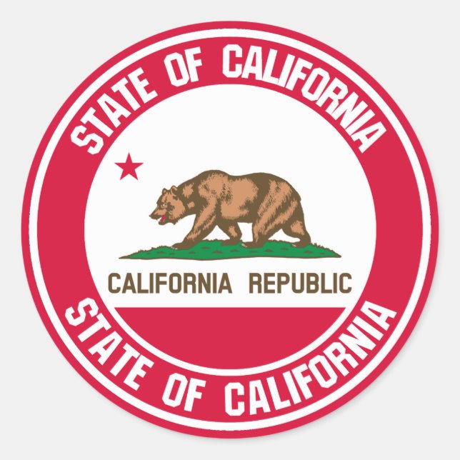 California Round Emblem Runder Aufkleber (Vorderseite)