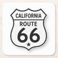 California Route 66 Retro Weißer Schild Untersetze