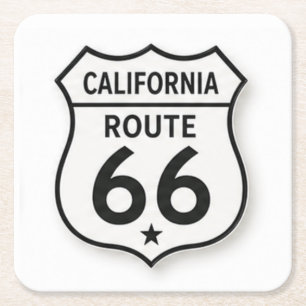 California Route 66 Retro Weißer Schild Untersetze Rechteckiger Pappuntersetzer