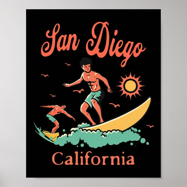 California San Diego Ca Surfer Surfing Beach Vacat Poster (Vorne)